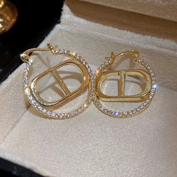 Dior Jewelry - Dior Gold Hoop Earrings with Crystals